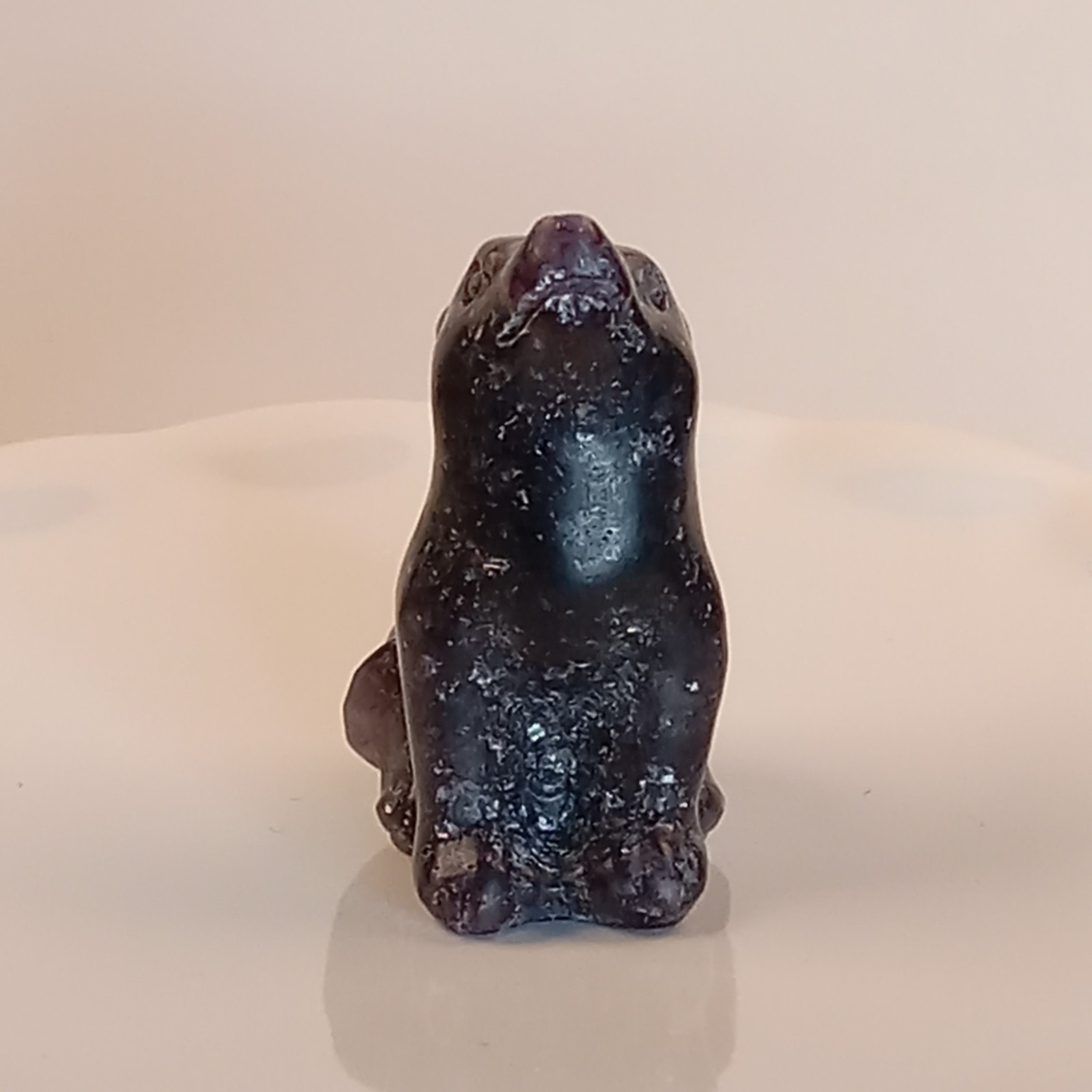 Lepidolite Crystal Wolf Carving Purple Polished Animal 27g | F37