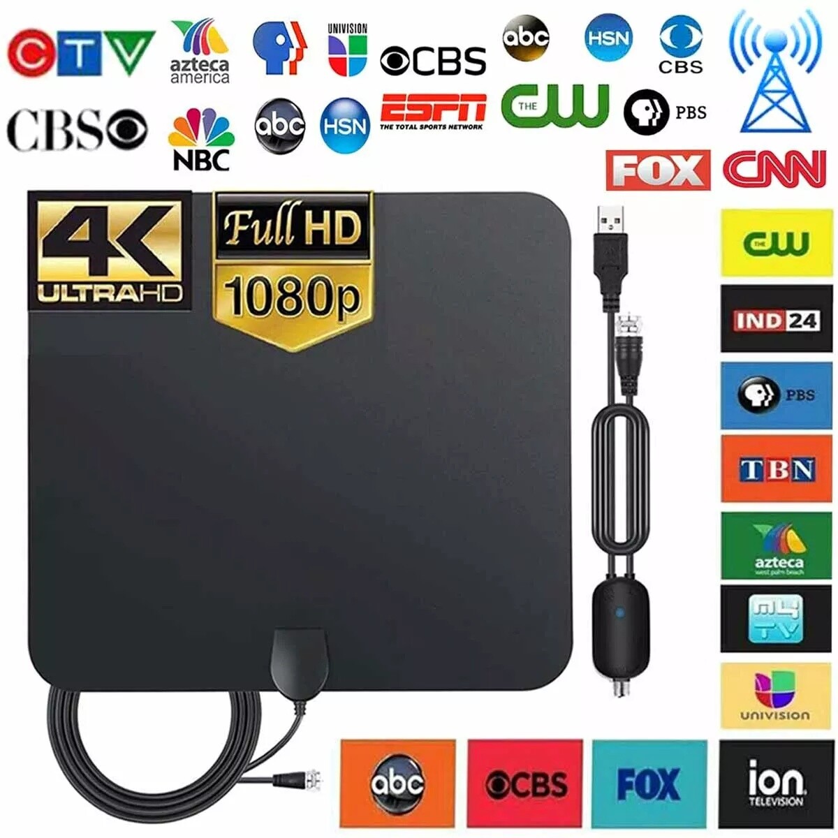 8000 Miles Digital TV Antenna Indoor HDTV Amplified Signal Booster 4K HD 1080P