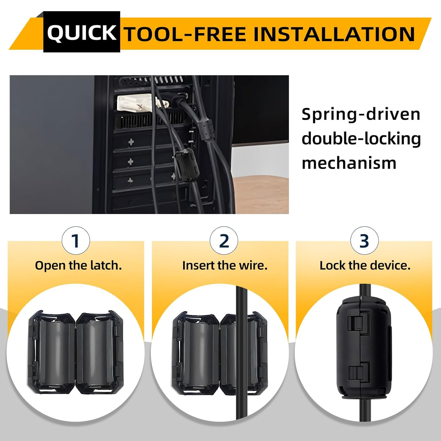 20PCS Clip-On Ferrite Beads RFI & EMI Noise Suppressor for 3–13mm Cables