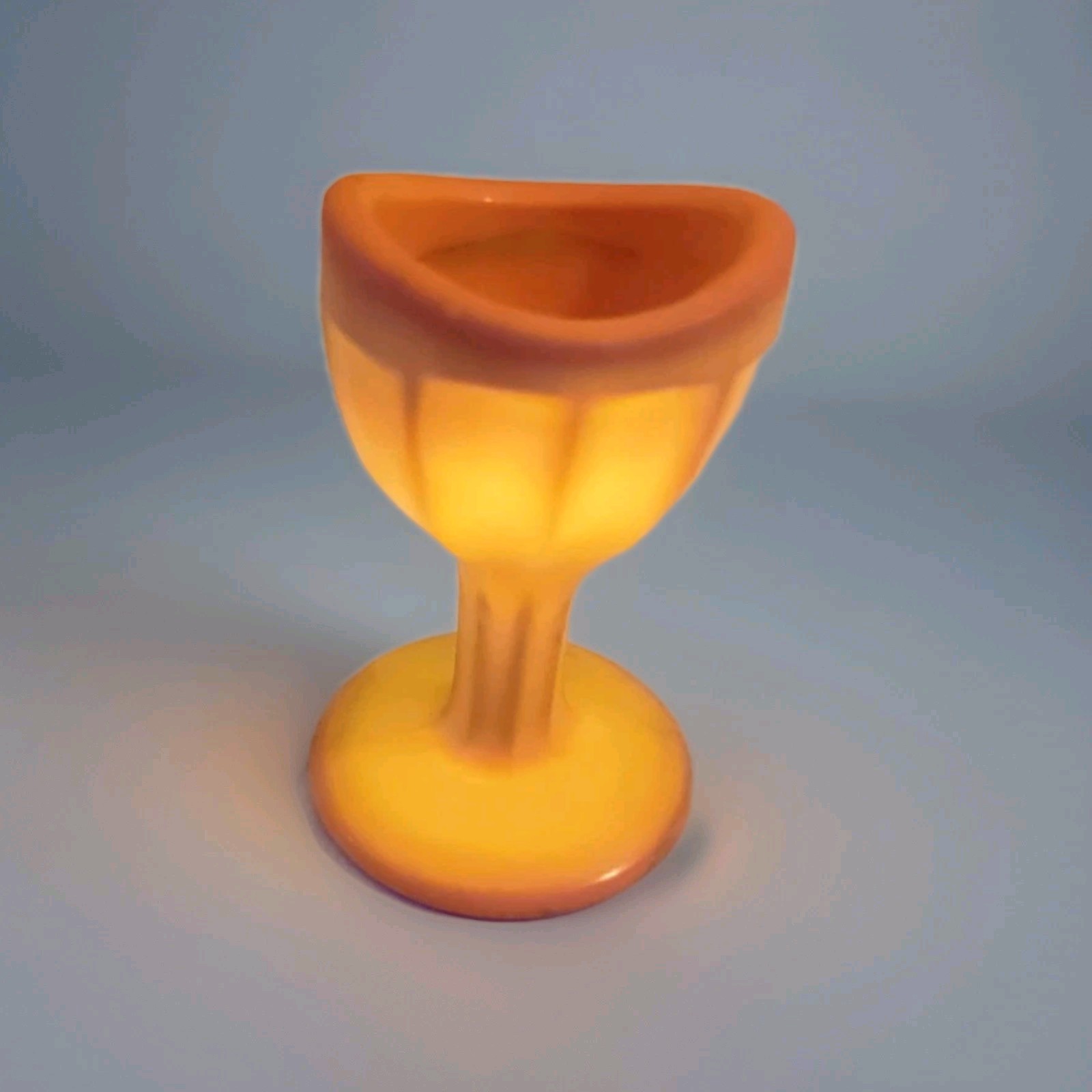 VINTAGE UV REACTIVE SLAG Glass ORANGE SWIRL Ribbed Design Eye Wash Cup by ROSSO