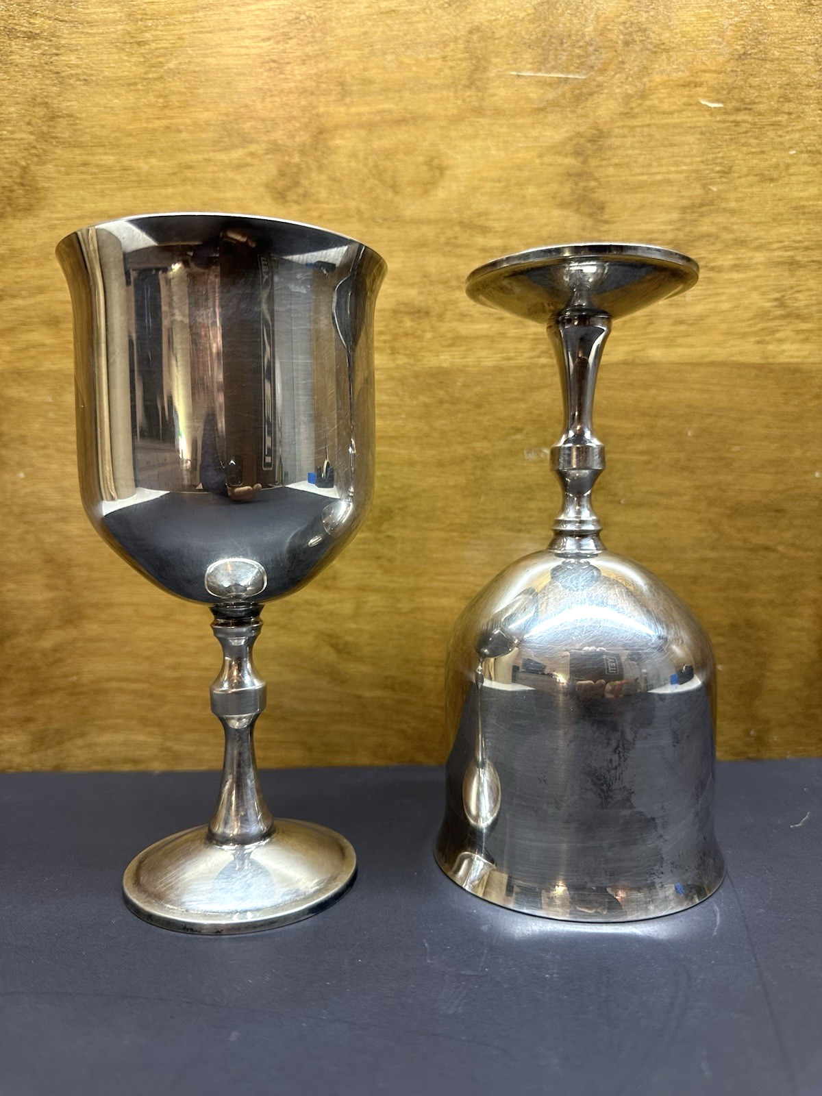 Vintage Set Of 2 ONEIDA Silver Plate 8 Oz Goblets 6 3/8"