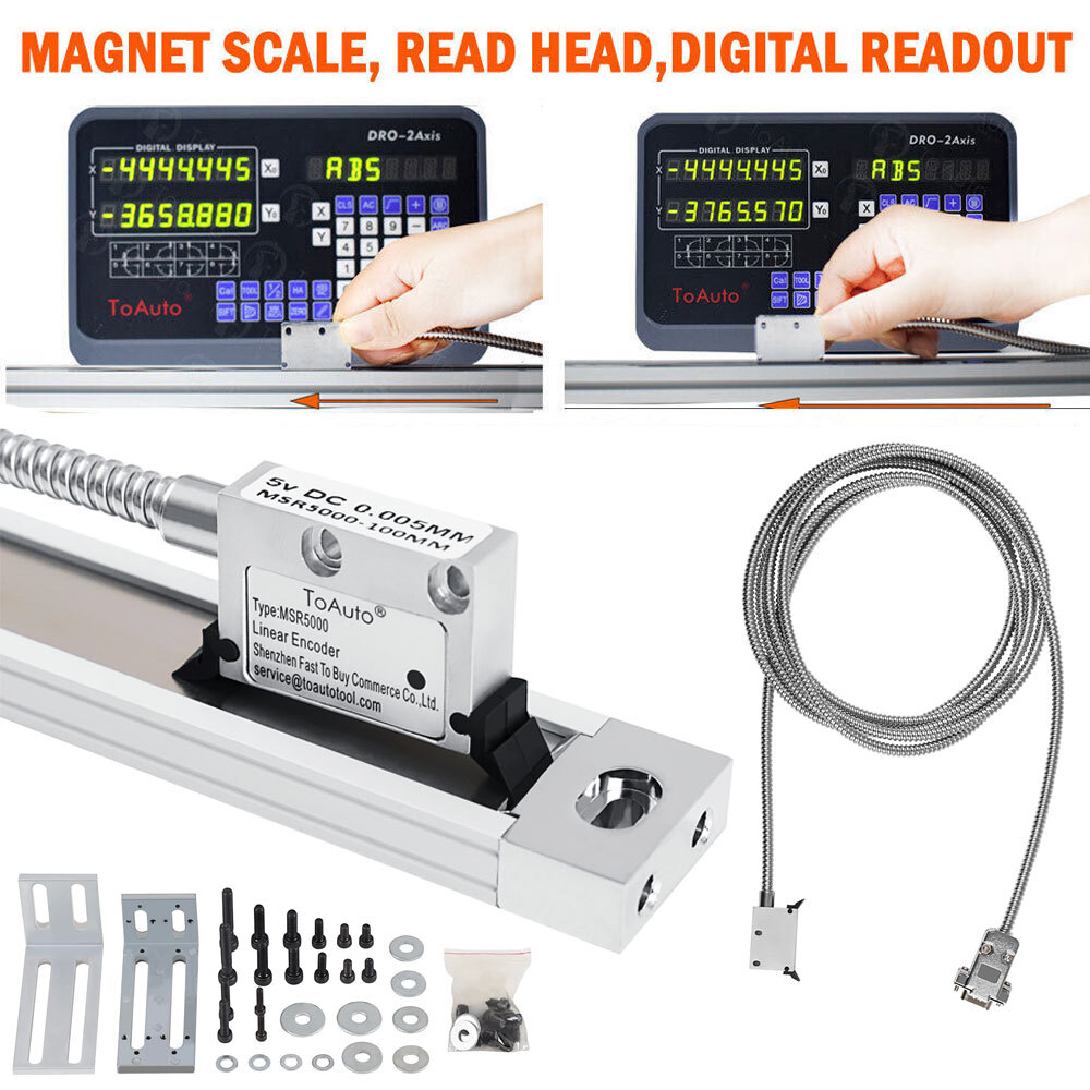 Magnet Scale 4"-40" Read Head Sensor 5um DRO Digital Readout,US STOCK