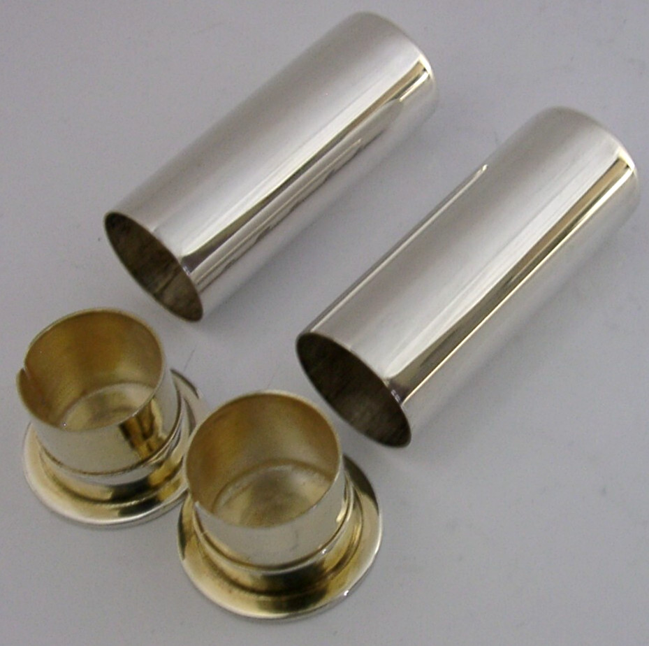 BOXED STERLING SILVER SHOOTING GUN CARTRIDGE SALT PEPPER POTS 2000 CRUET ENGLISH