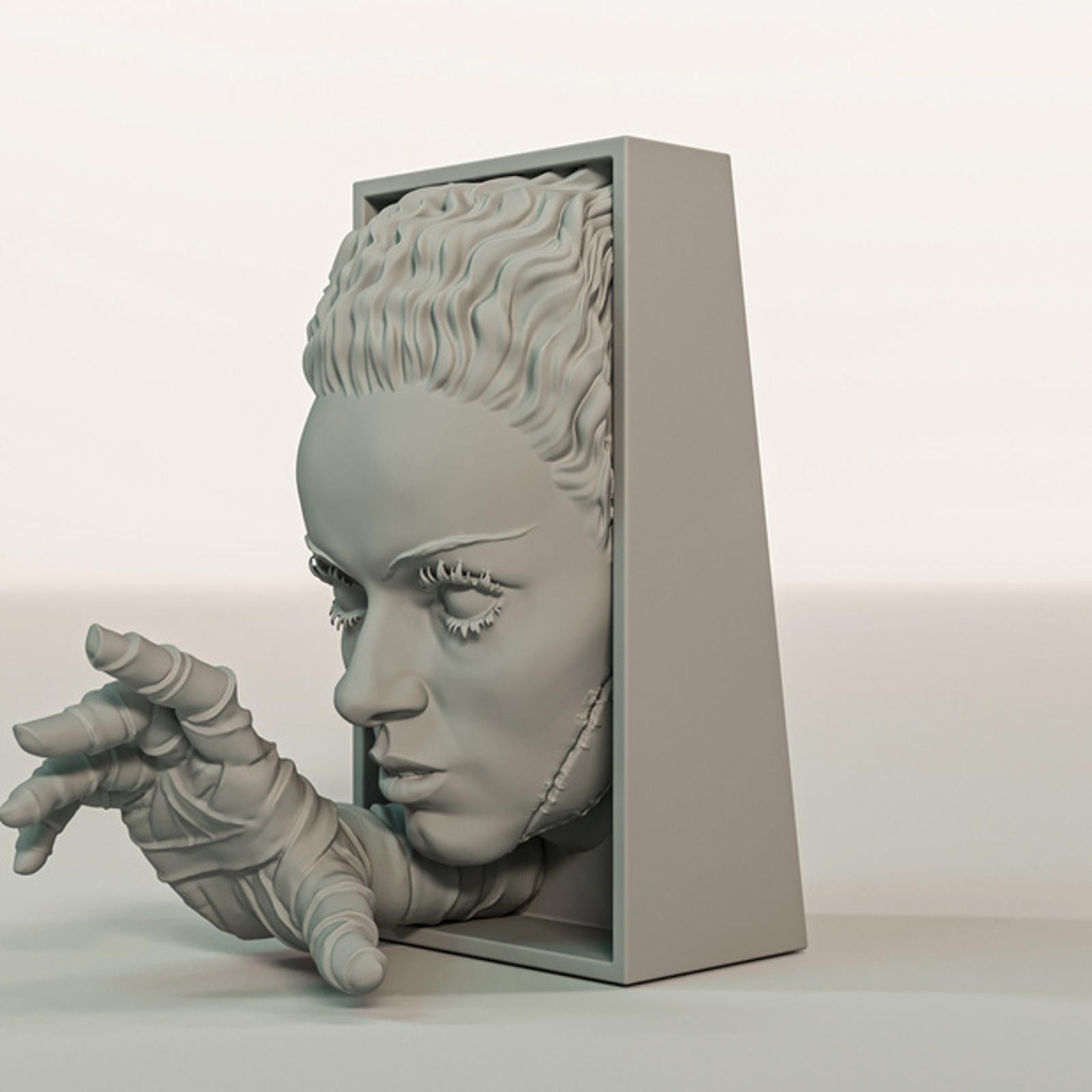 Bride of Frankenstein Book Nook - Classic Horror Bookshelf Diorama