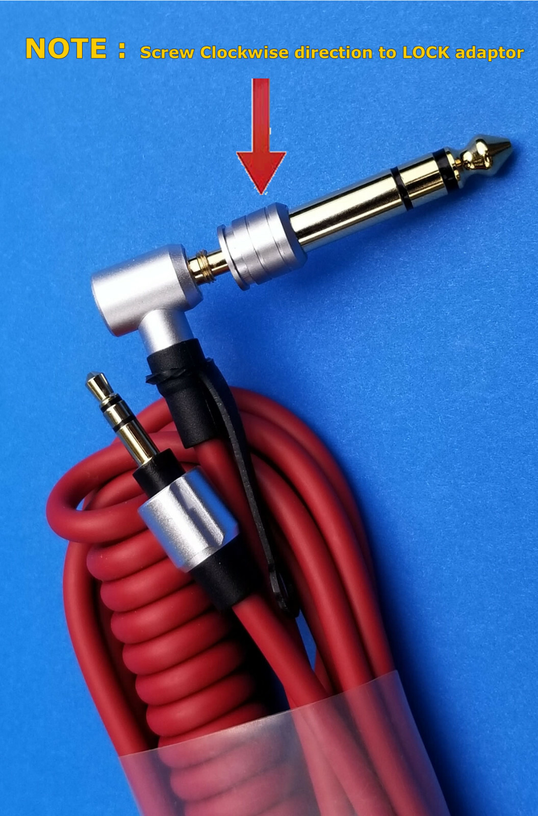 Coiled Audio Cable for Beats PRO DETOX. Cable with 3.5 & 6.5 mm Male Connector