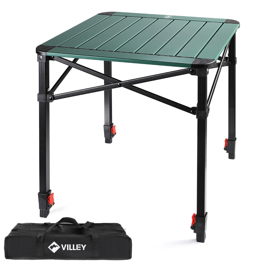 VILLEY Medium Folding Camping Square Table with Carry Bag Aluminum Square Table