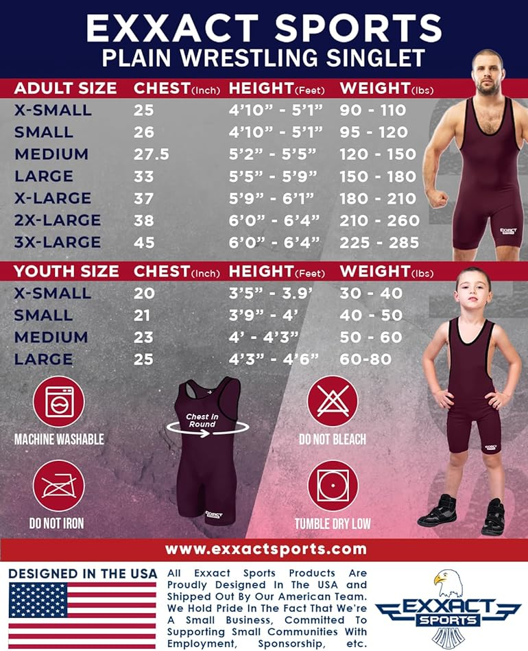 Exxact Sports Plain Wrestling Singlet Single Ply - Adult Wrestling Singlet