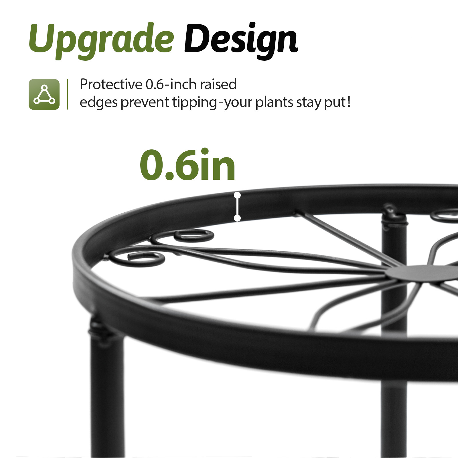 Bamworld 5-Pack Plant Stands Metal Flower Pot Racks for Heavy Duty Plant Riser