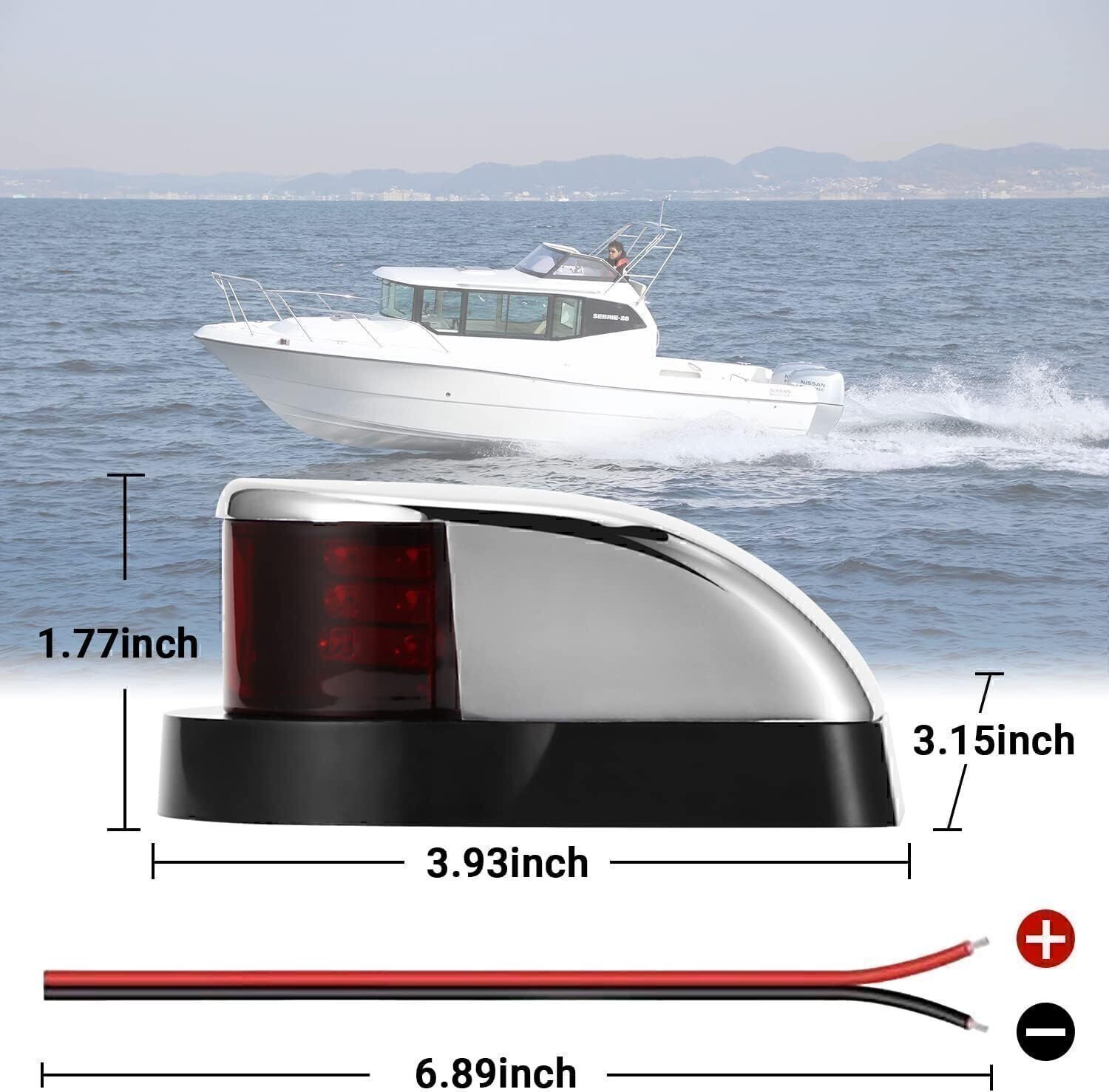 LED Bow Navigation Lights Marine Green And Red LED Navigation Light For Pontoon