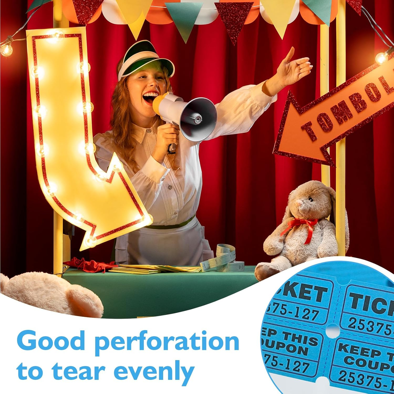 100 Raffle Tickets, (200 Pcs 100 Pairs) 50/50 Double Ticket, Bold Numbers for Ea