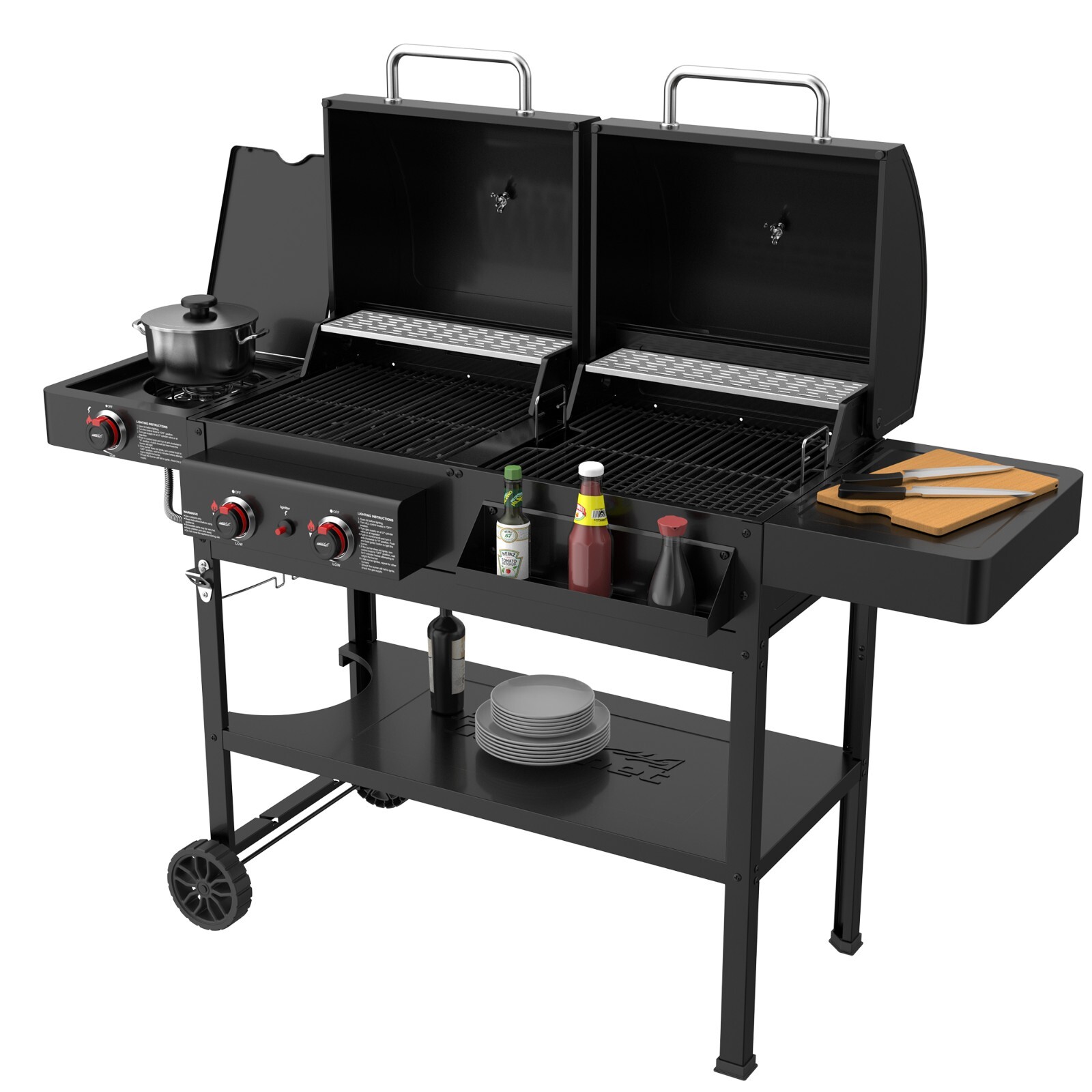 Royal Gourmet 2-Burner Gas and Charcoal Combo Grill with Side Burner