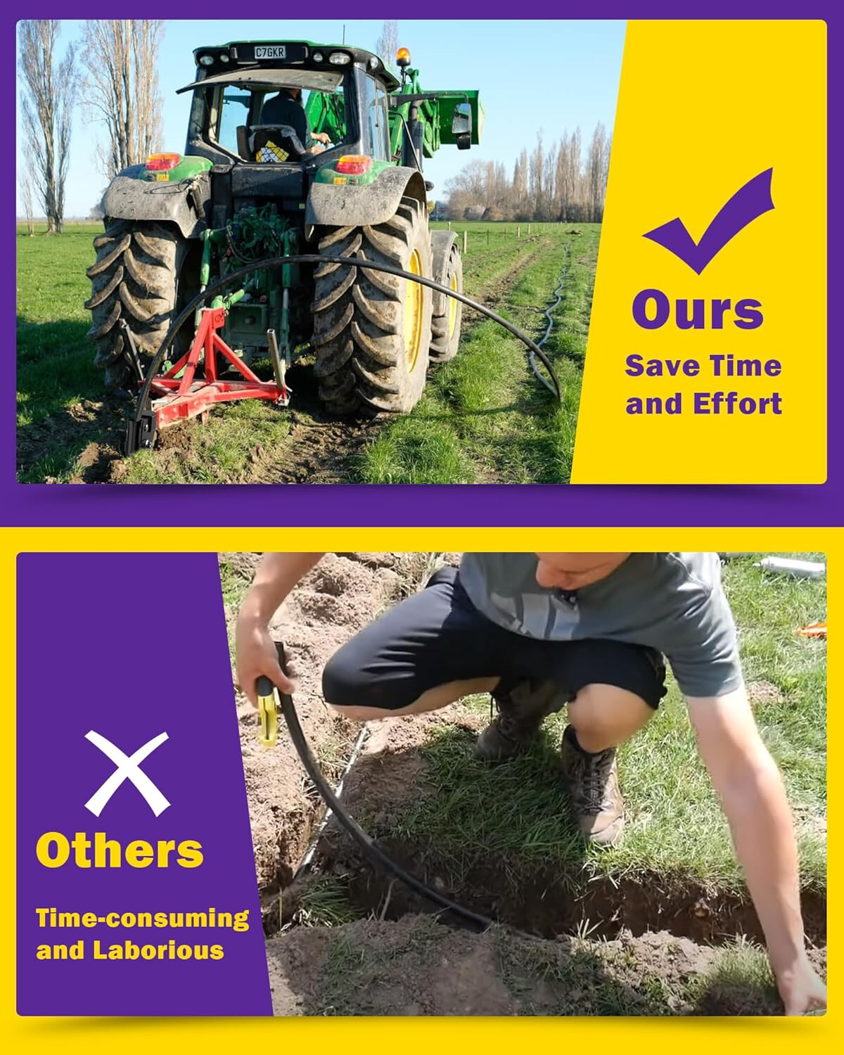 Pipe Layer Attachment Fits Any 3-Point Hitch Mounted Ripper Hitch Lawn Subsoiler