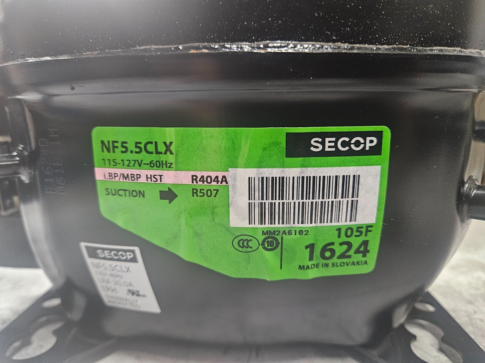 SECOP / DANFOSS NF5.5CLX 1/4HP 115V 1PH 60HZ R-FOUR 0 FOUR A REFRIGERATION COMP.