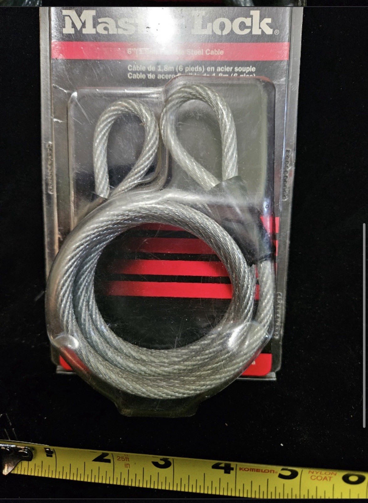 Master Lock 65DPK2 Self-Coiling Steel Cable 1/4 in. x 6 ft. with Looped Ends