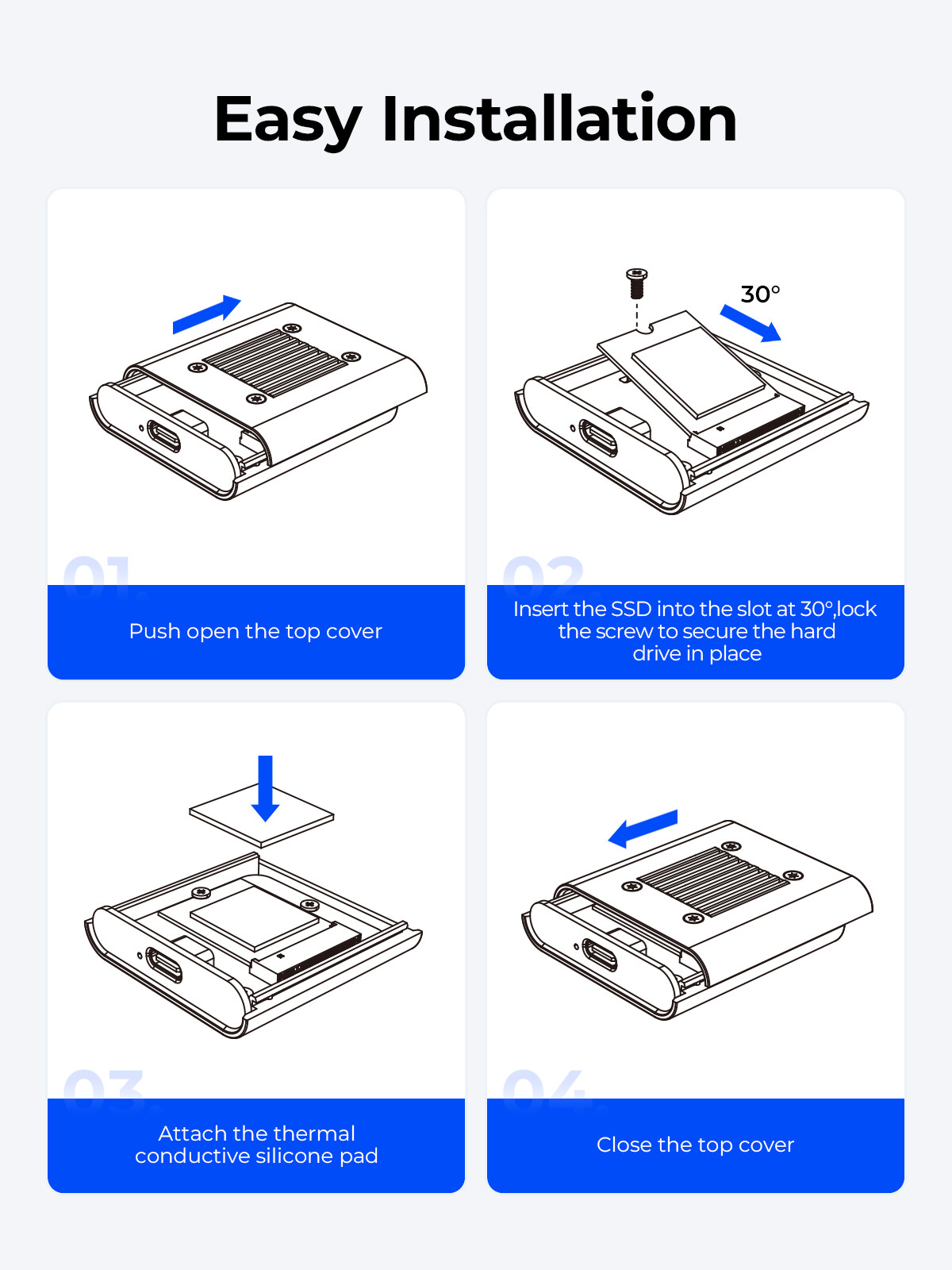 ORICO 2230 M.2 NVMe SSD Enclosure 10Gbps M.2 to USB-C Adapter M.2 Reader ProRes