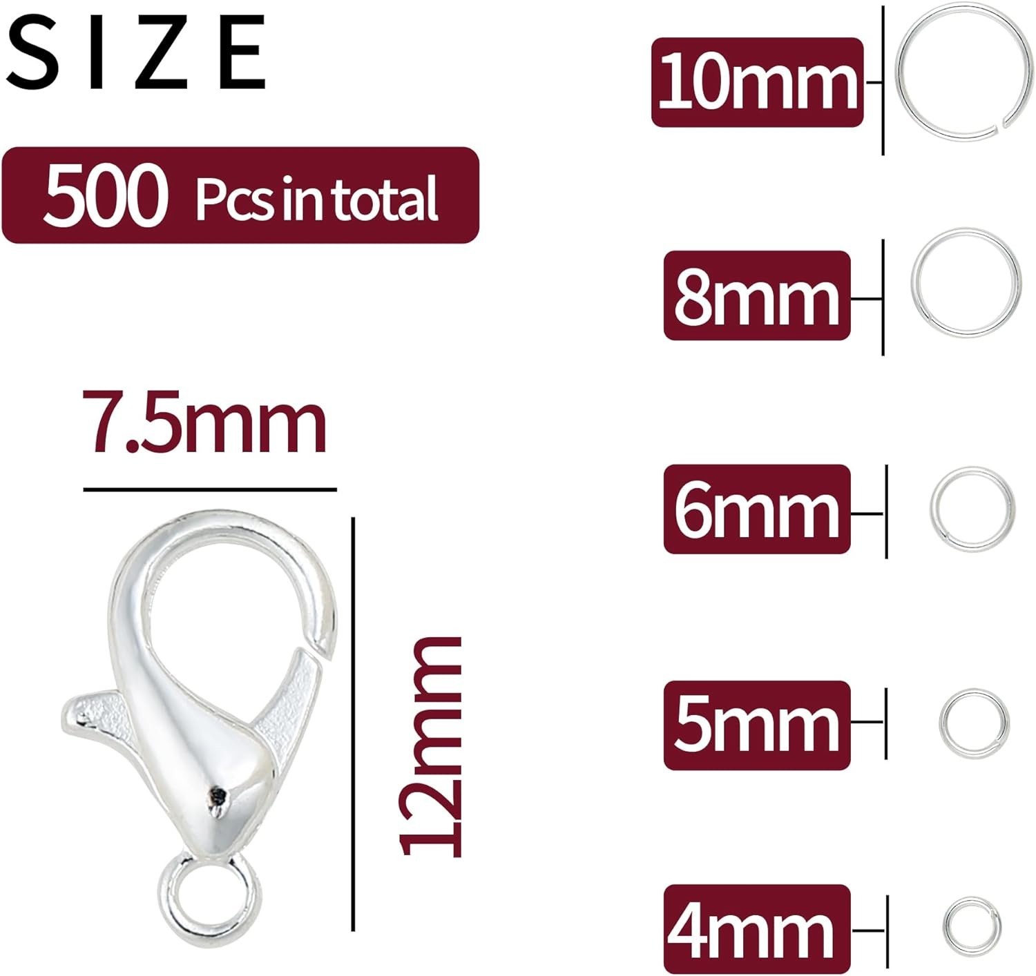 1200 Pcs Jump Rings for Jewelry Making Supplies, Necklace Repair Kit with Open/C