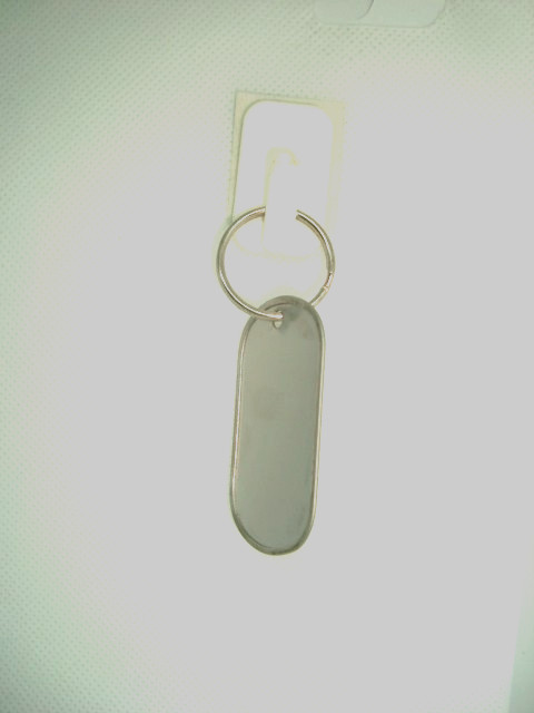 Military Style Rolled Edge Dog Tag Silver Matte (Dull) Finish + 1" in. Key Ring