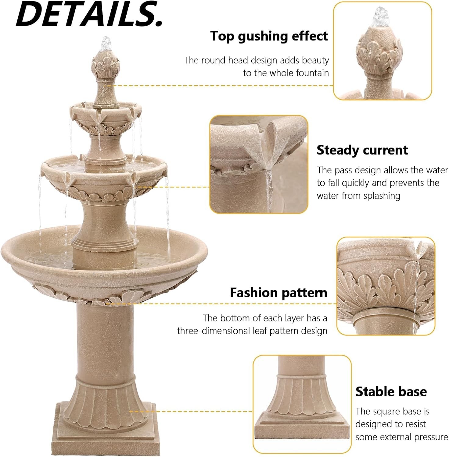 Italian Feature 48" High Solar Freestanding Water Fountain