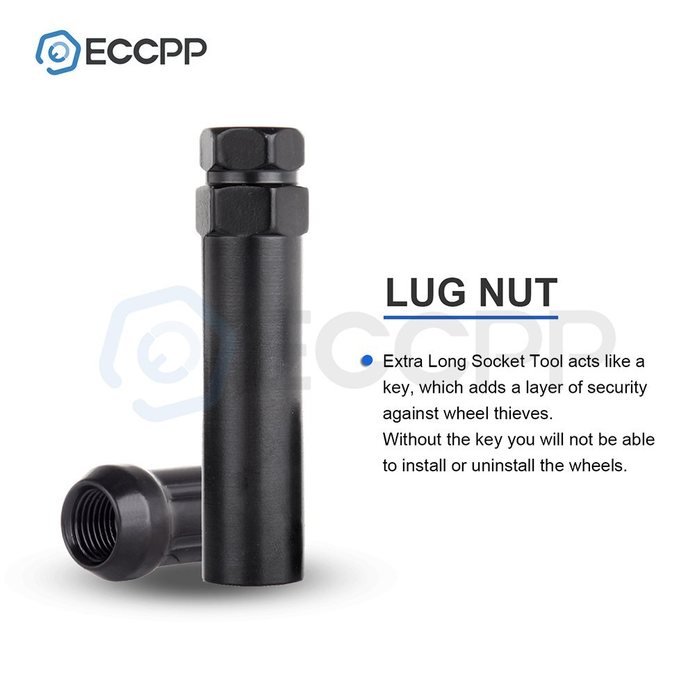 23 Set Of 1/2''-20 + 2 Key Black 6 Spline Tuner Wheel Lug Nuts For Ford Jeep