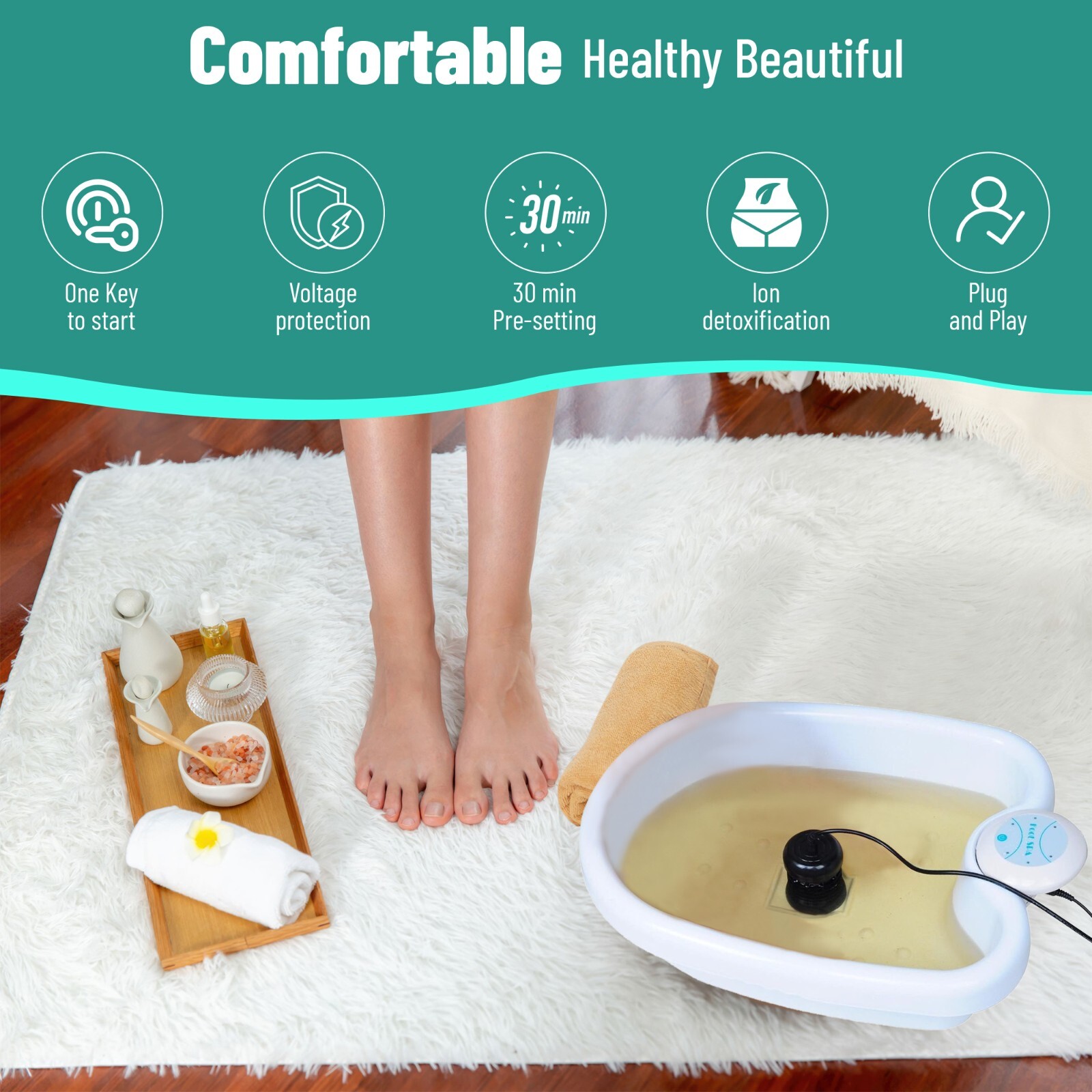 Ionic Detox Foot Bath Cleanse Spa Ion Kit Machine W/Tub Basin Array For Home