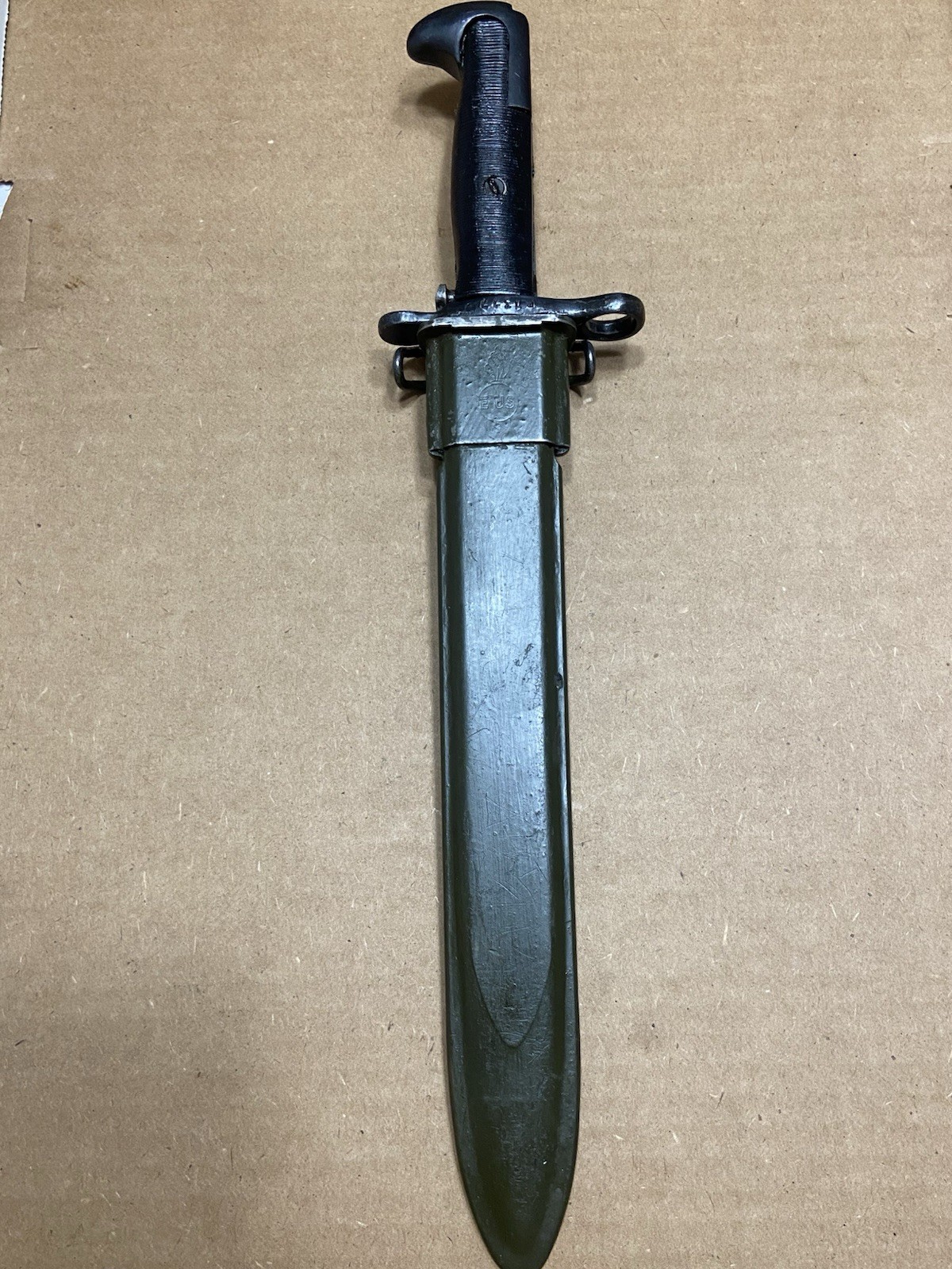 Original M1 Garand bayonet E US marked w/ E-US scabbard also fits 1903 NICE