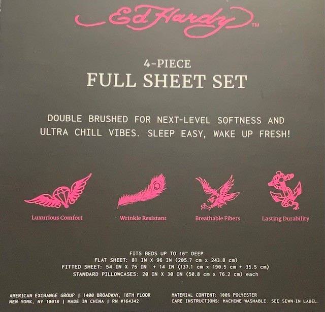 Ed Hardy Red with Crouching Tigers Print 4pc FULL Sheet Set