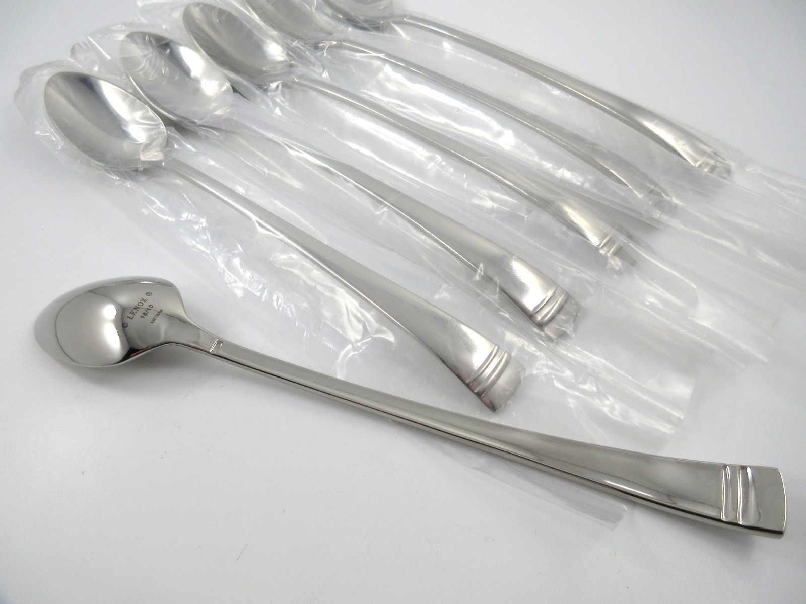 Lenox URBANE 6 Iced Tea Spoons Glossy 18/10 Stainless Steel Flatware