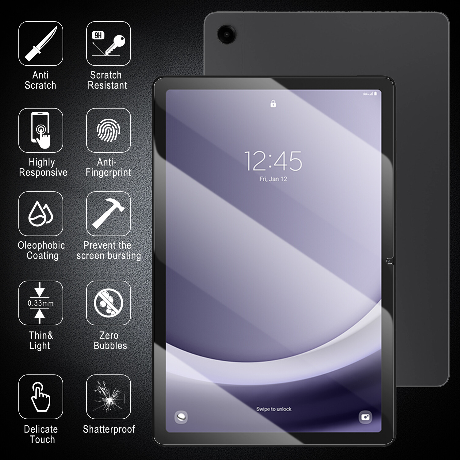 For Samsung Galaxy Tab A11+ 2025 11" Leather Stand Case / Glass Screen Protector