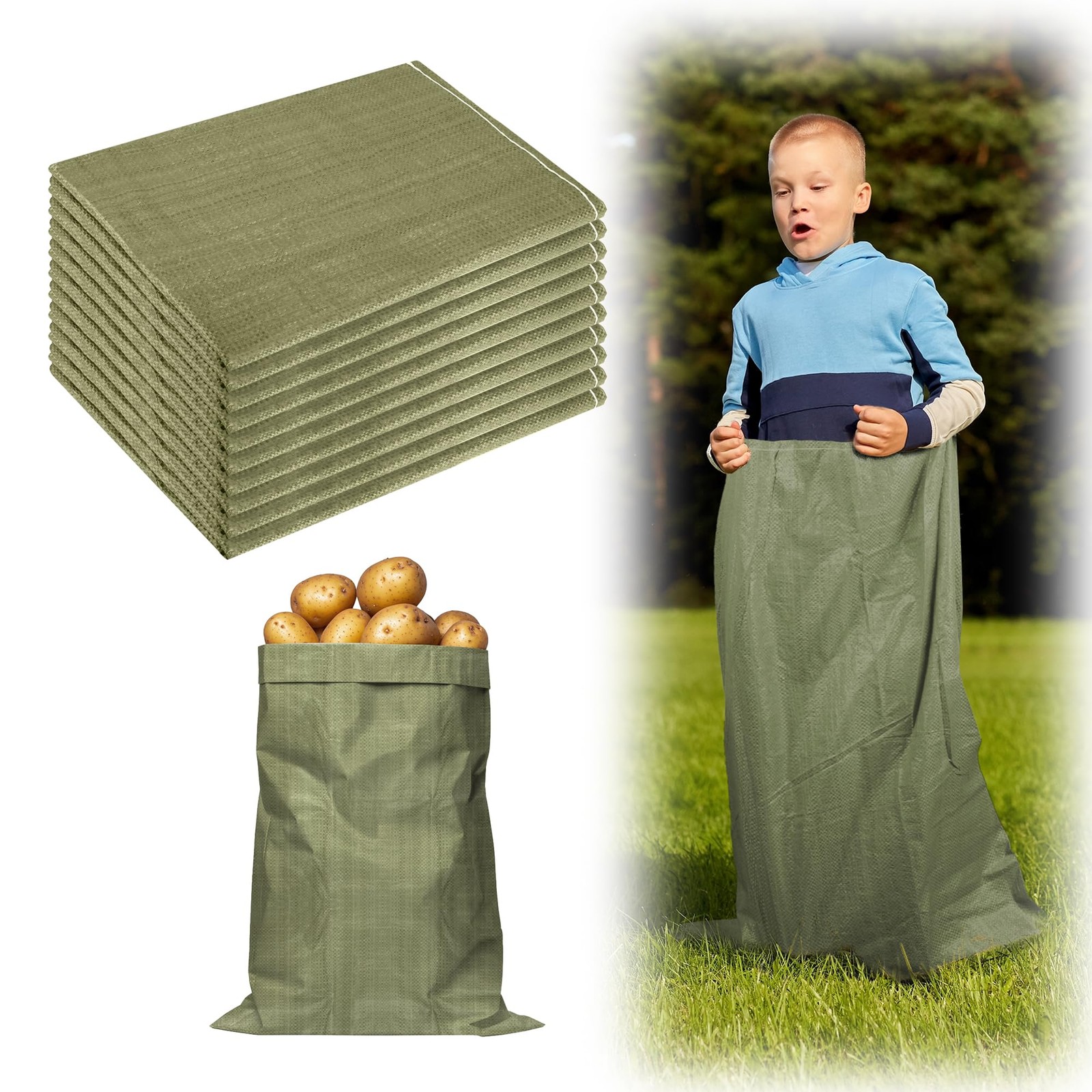 10pcs Potato Sack Race Bags for Kids and Adults, 37.5 X 23.6 in Sack Race Bag...