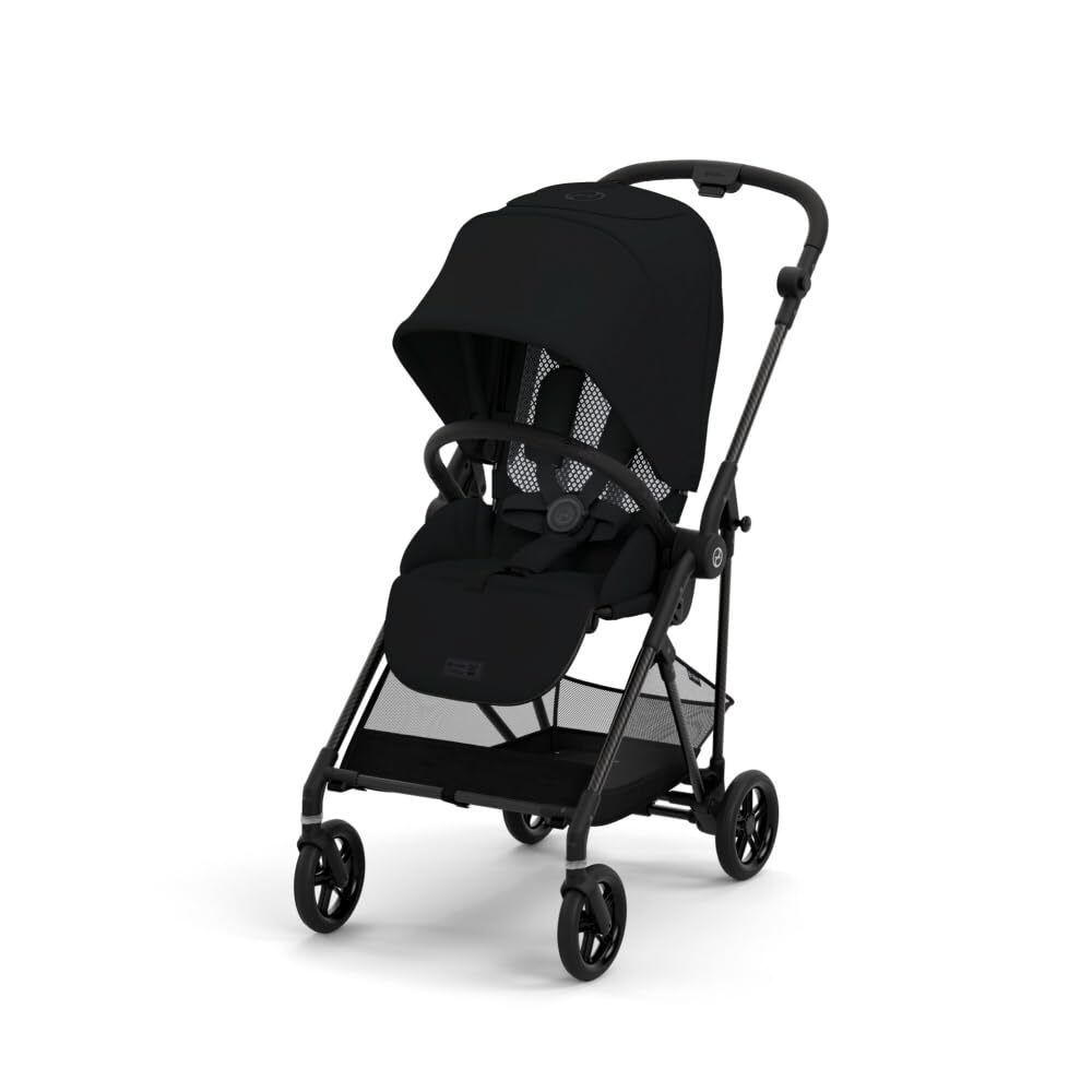 CYBEX Melio Carbon 3 Stroller Lightweight Compact One Hand Fold Moon Black