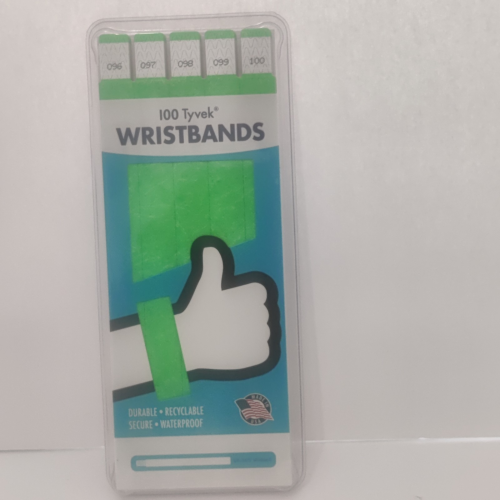 100 Count Wristbands for Events, Neon Green Tyvek Material, Security Bracelets