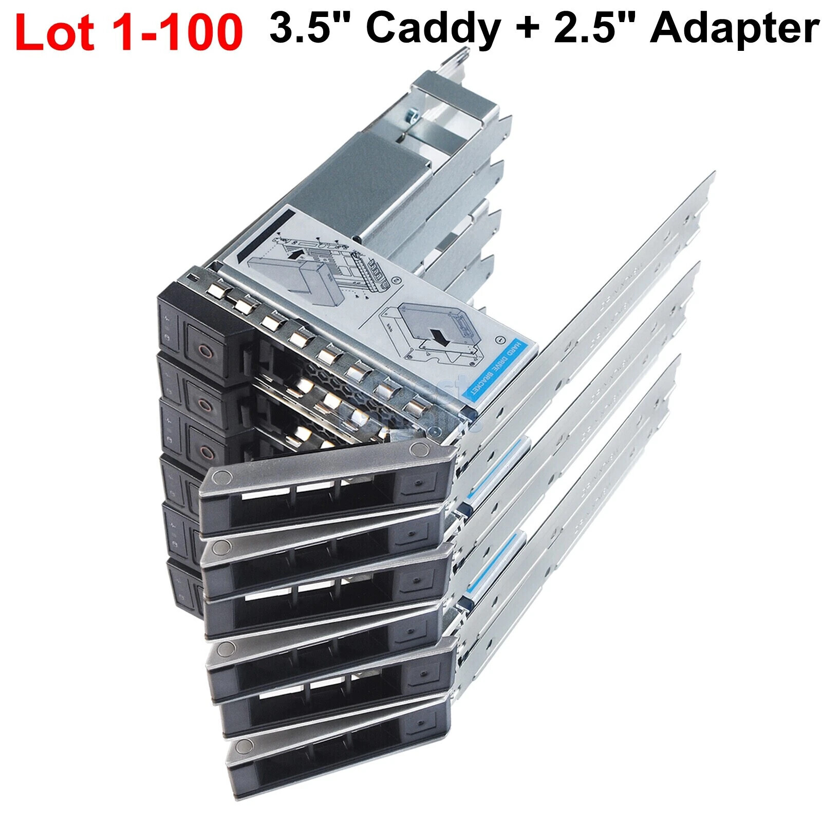 Lot 3.5" HDD Caddy Tray 2.5" Adapter For DELL PowerEdge R250 R350 R450 R550 R650