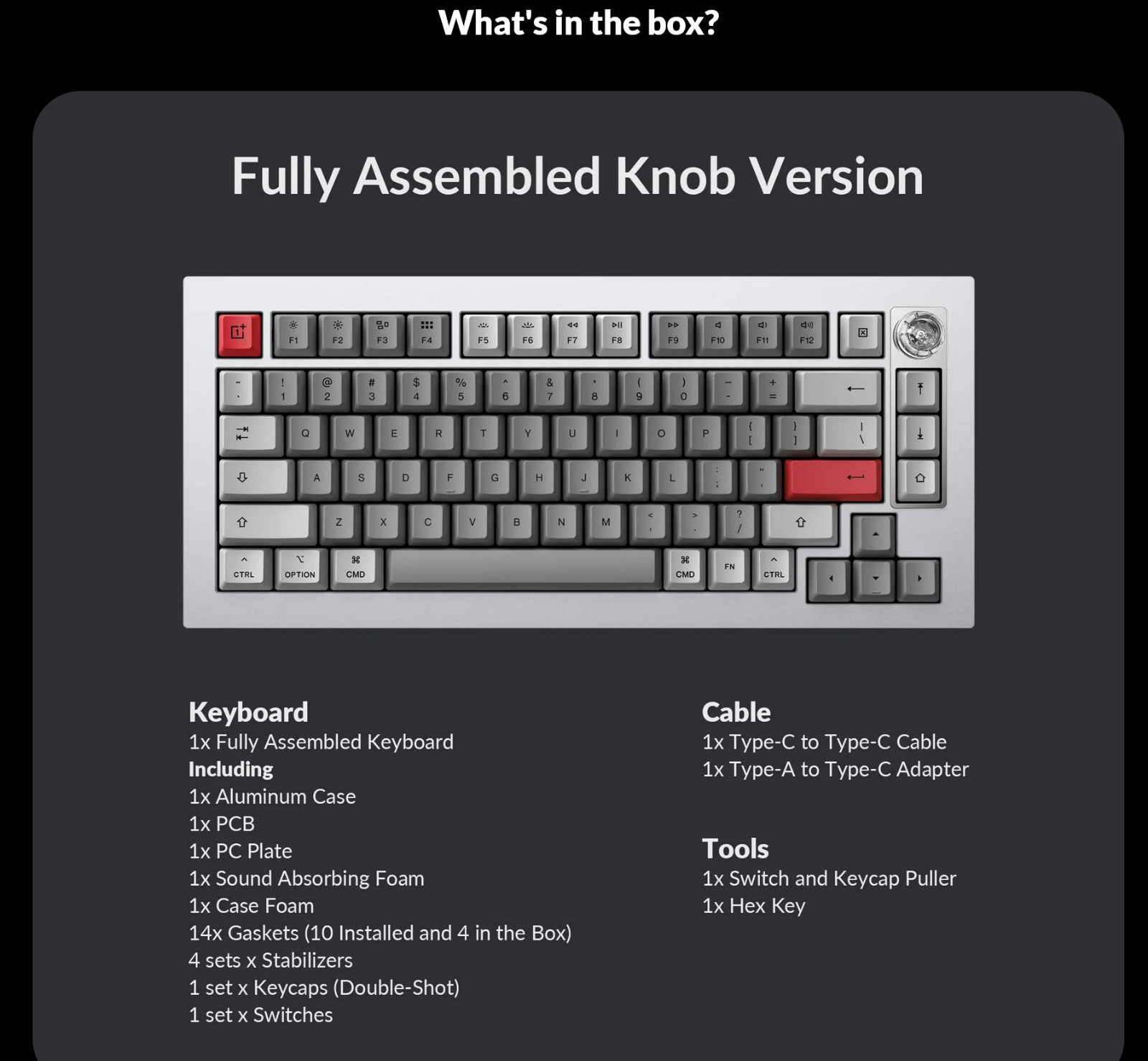 One Plus Keyboard 81 Pro Winter Bonfire Mechanical Tactile Dark Grey USB Type-C