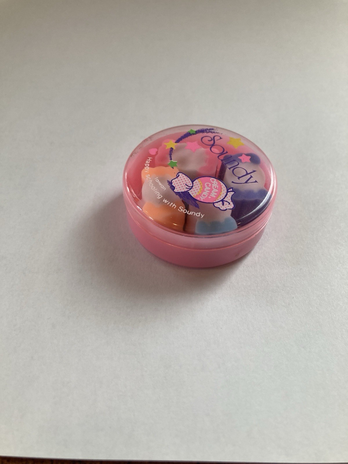 Vintage Soundy Cream Candy Erasers Made in Taiwan Happy Schooling with Soundy