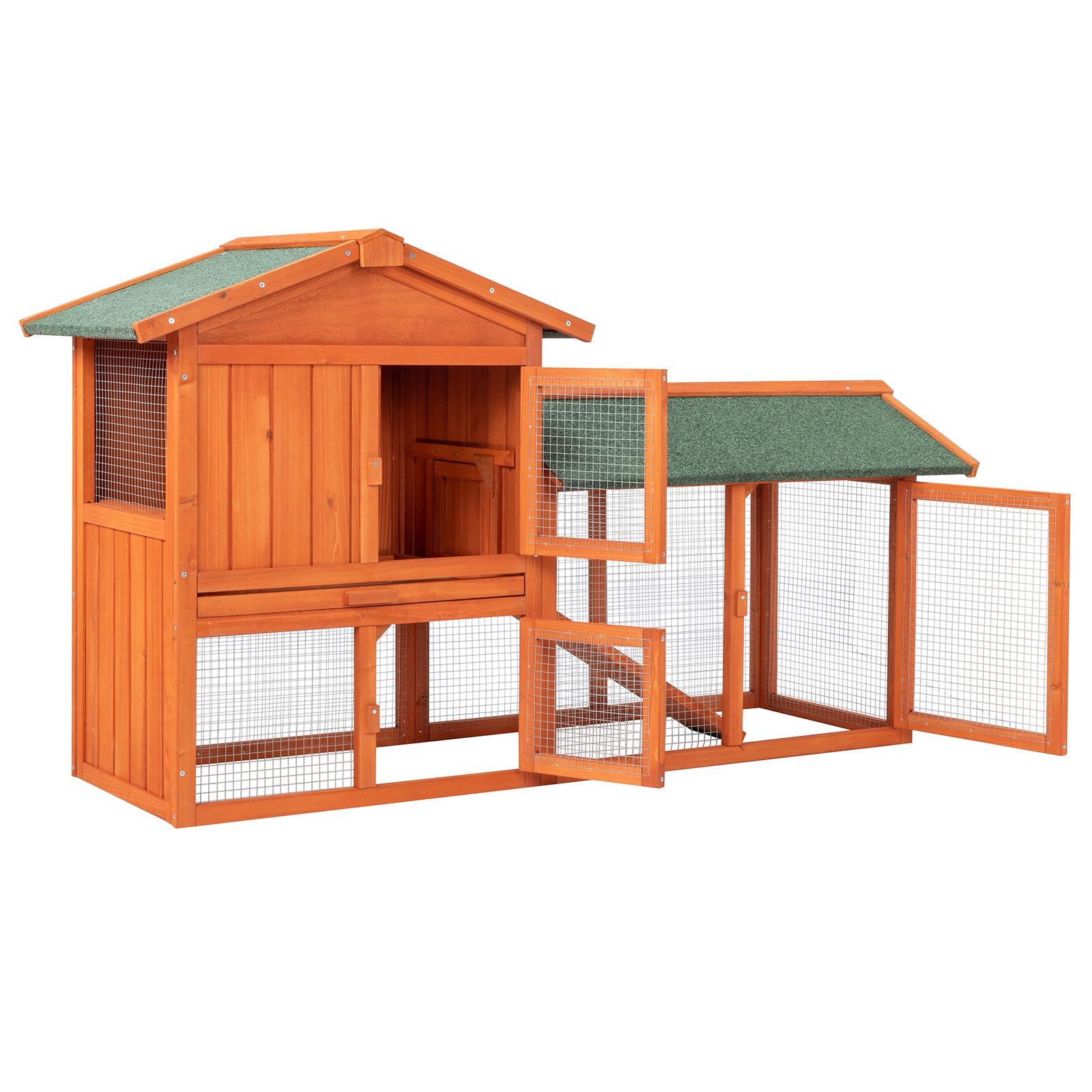 Wooden Chicken Coop Hen House Poultry Hutch Pet Cage w/ Nesting Box Backyard