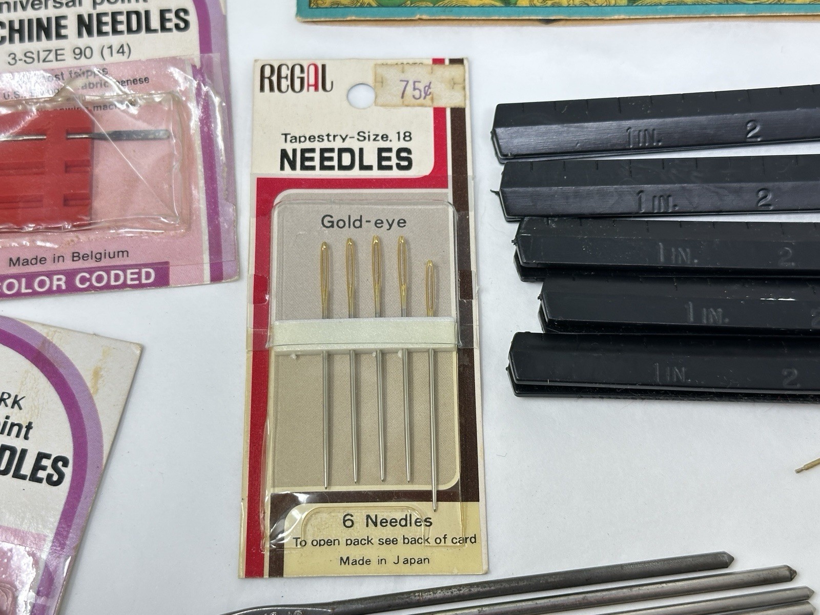 Vintage Max Klein Sewing Box Faux Wood Plastic Storage with Contents Supplies