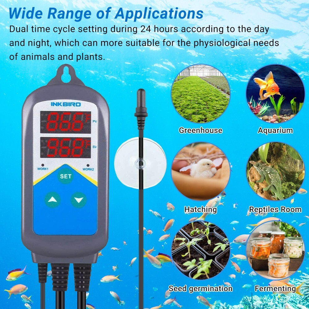 Aquarium Heater Temperature Control INKBIRD Thermostat ITC-306T Marine Fish 110V