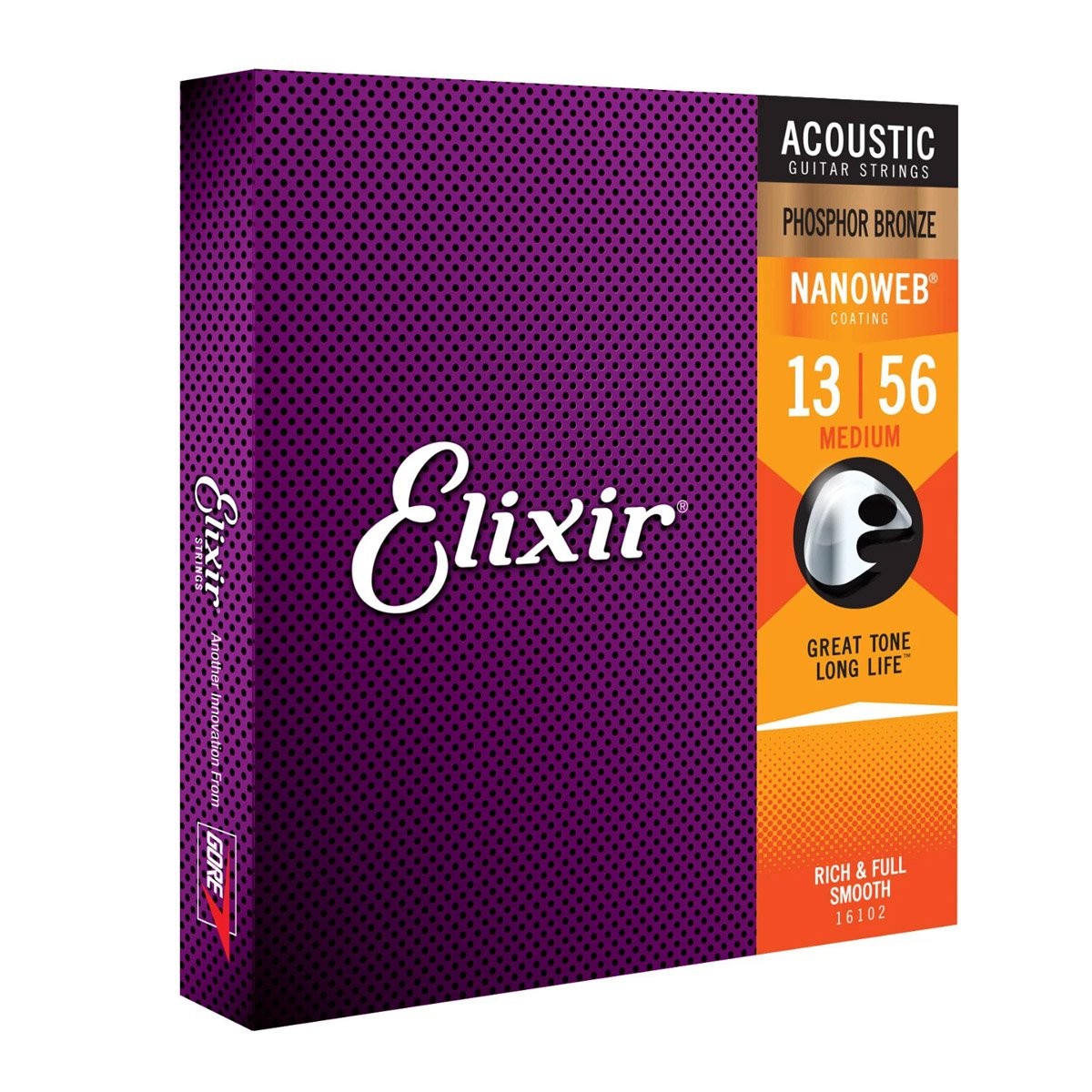 Elixir Acoustic Guitar Strings Phosphor Bronze Nanoweb Coated Medium 13-56 CE