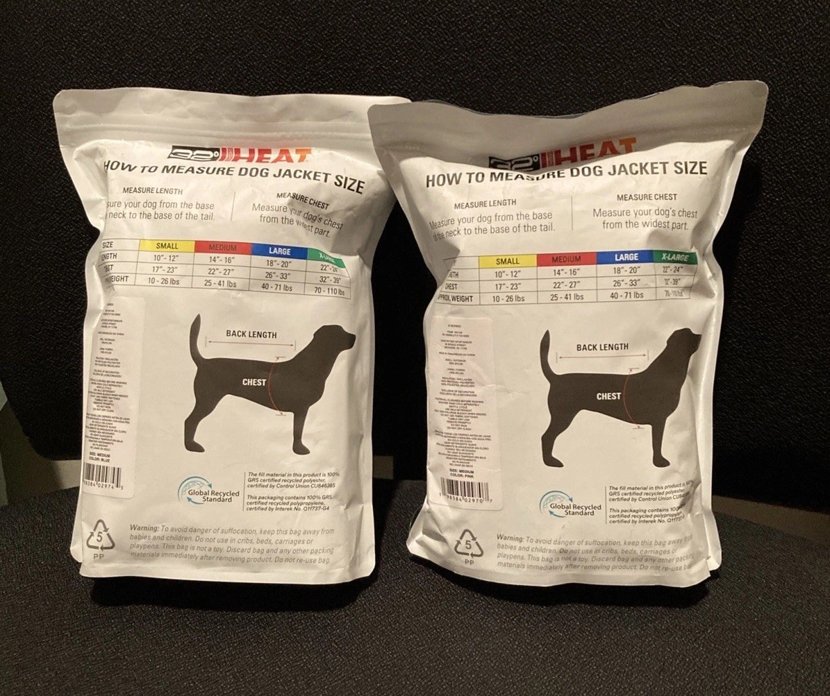 Lot of 2x 32 Degrees Dog Puffer Jackets Medium Pink Blue Reflective