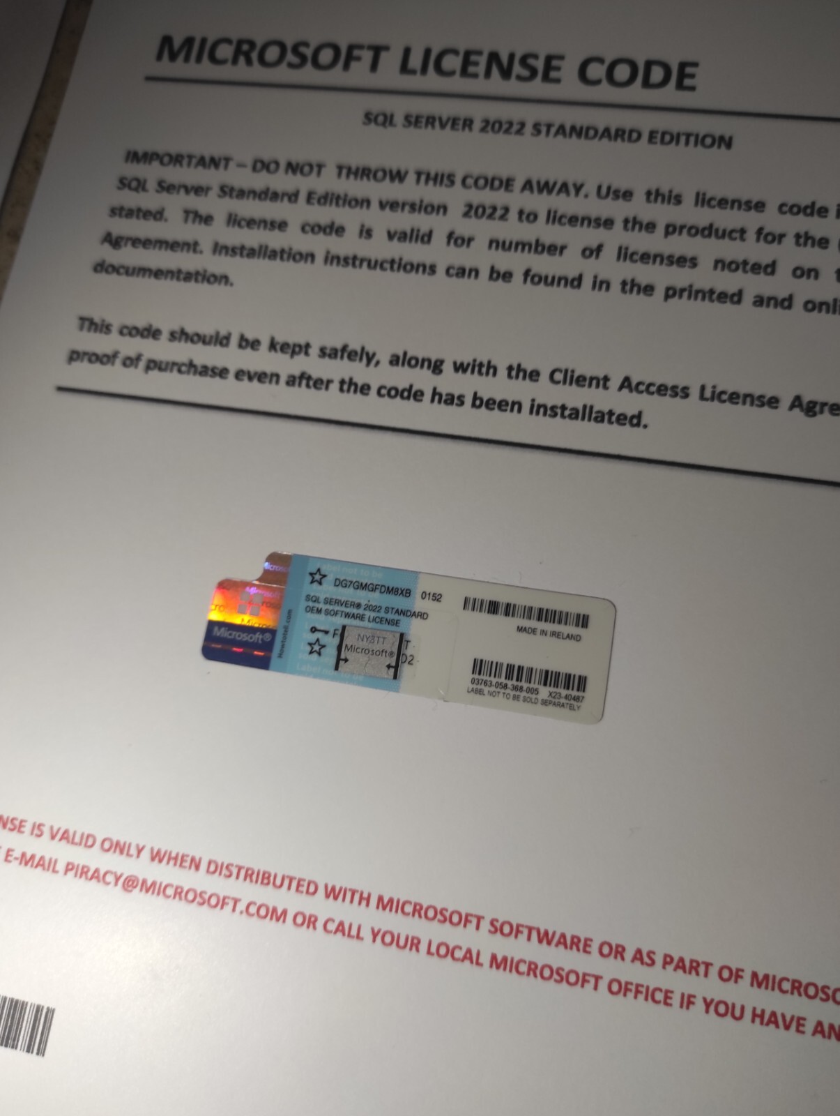 SQL Server 2022 Standard 16 Cores Unlimited CALs Lifetime License and DVD