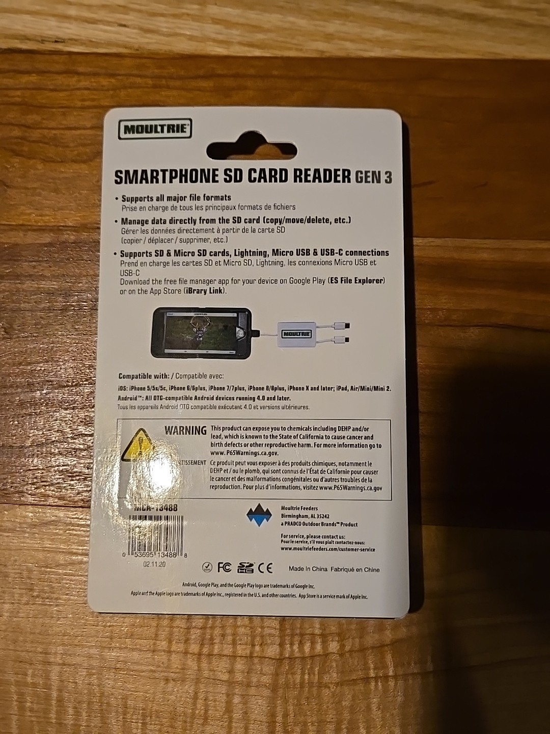 Moultrie Gen 3 Smartphone SD Card Reader MCA-13488 Lightning & USB-C Brand New