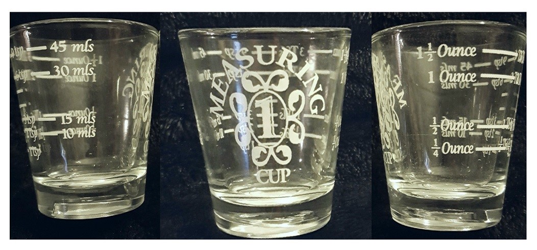 1.5 oz Bar & Kitchen PROFESSIONAL MEASURING GLASS Cup Jigger Shot Multi Tool