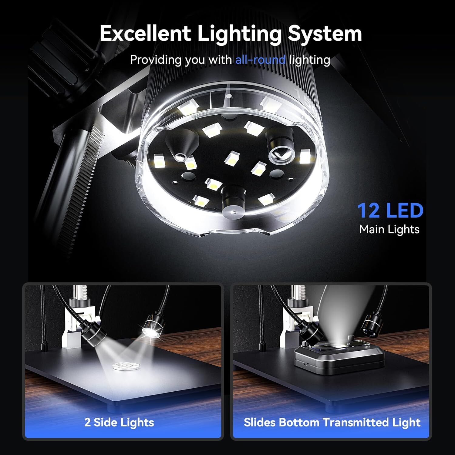 TOMLOV TriL110 Digital Microscope 2500X Coin Microscope Entire Coins Magnifier