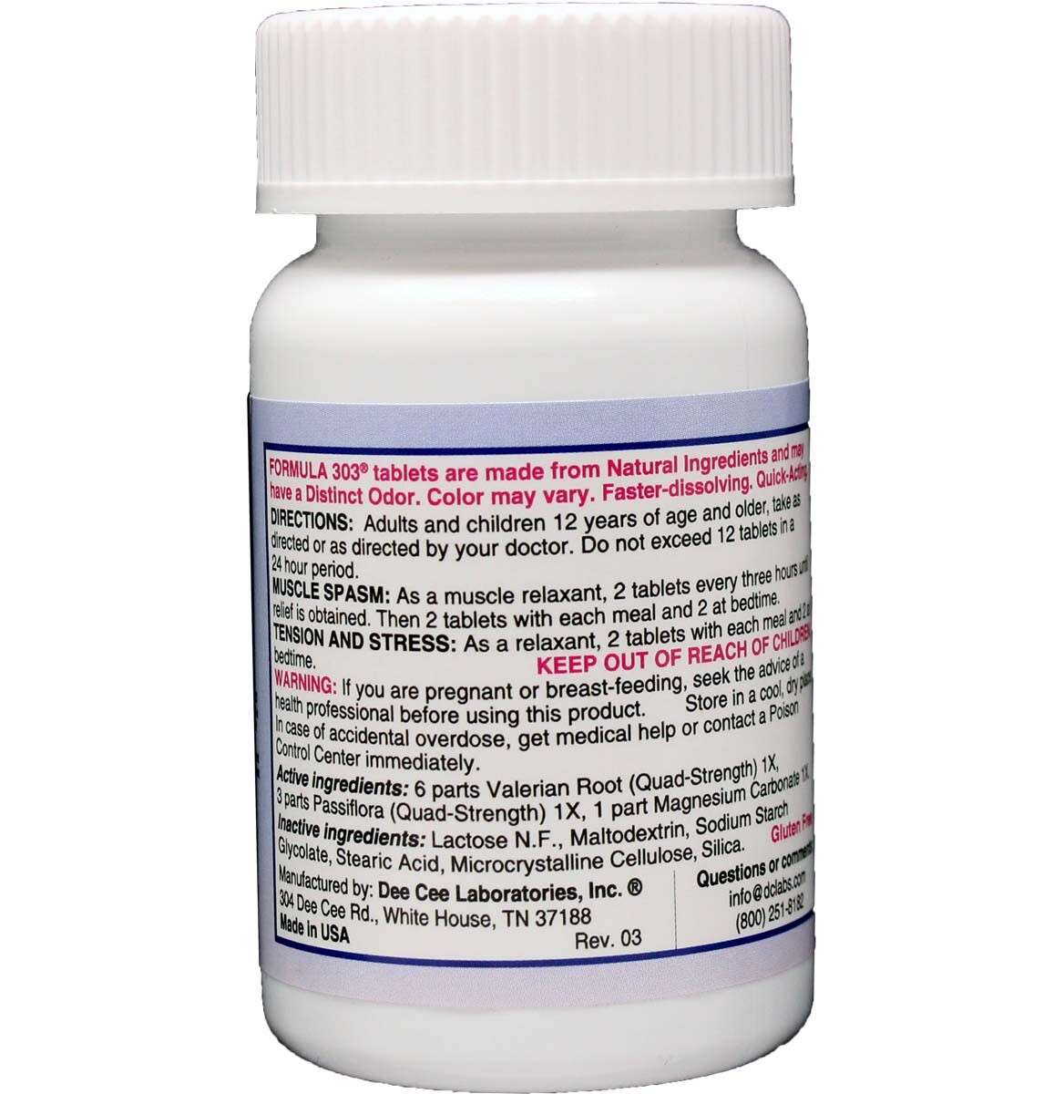 FORMULA 303 NATURAL RELAXANT - New LARGER 60 tablet size - Compare Other Sellers