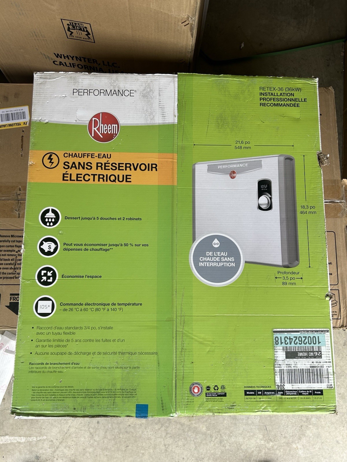 Rheem Performance 36kw Tankless Electric Water Heater RETEX-36