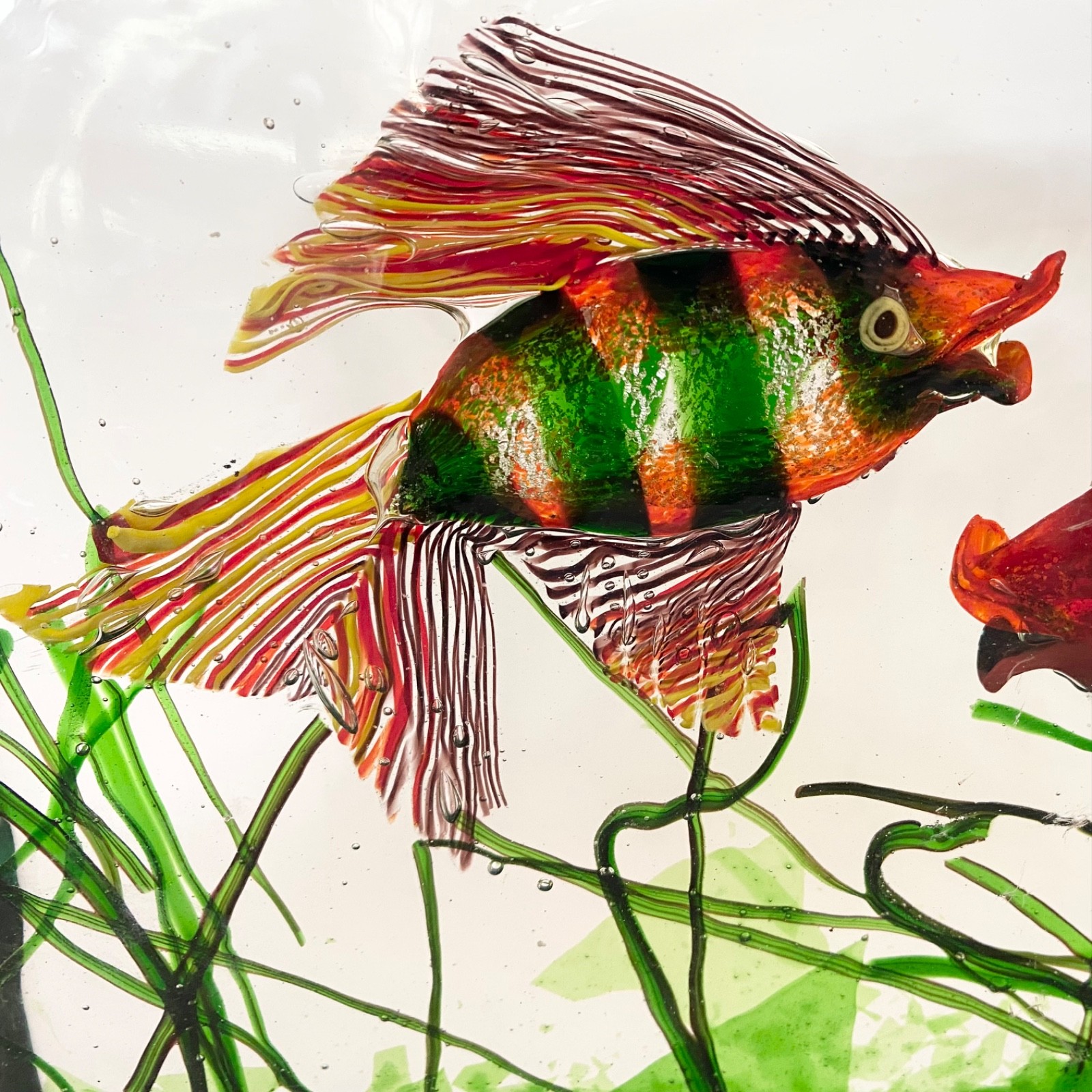 Exceptional Alfredo Barbini Cenedese Murano Glass Fish Aquarium Sculpture 14 LBS