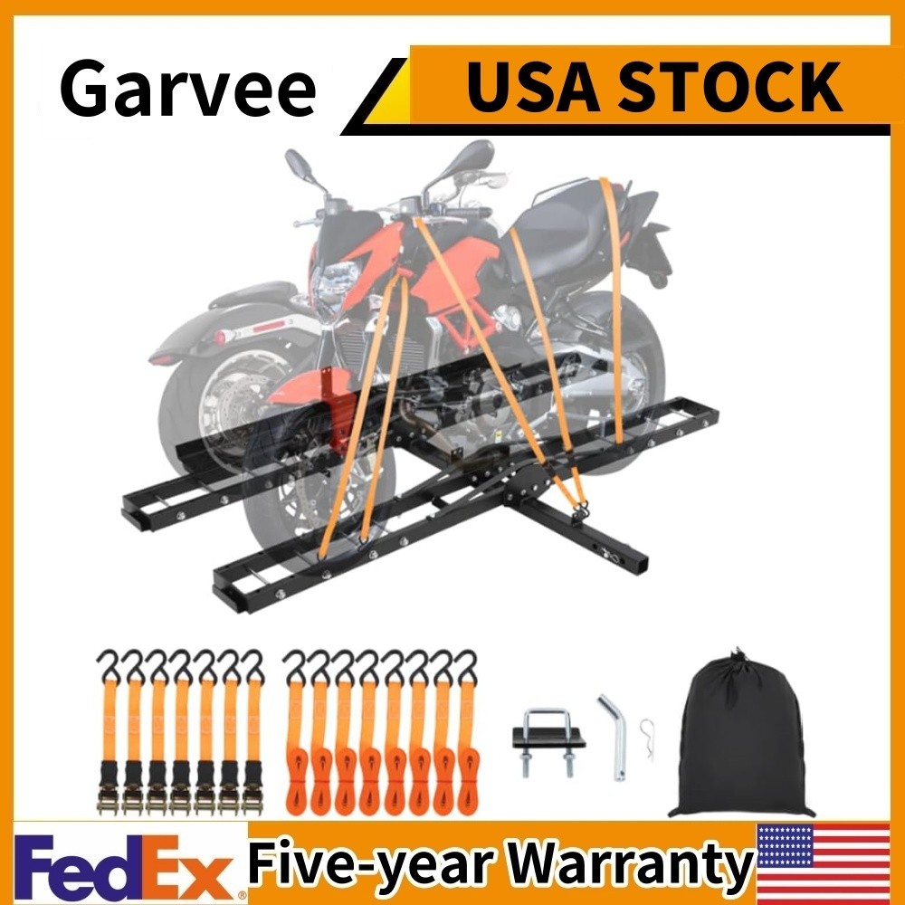 600 Lbs Steel Dirt Bike Hitch Hauler for Two Motorcycle Hitch Carrier with Ramp