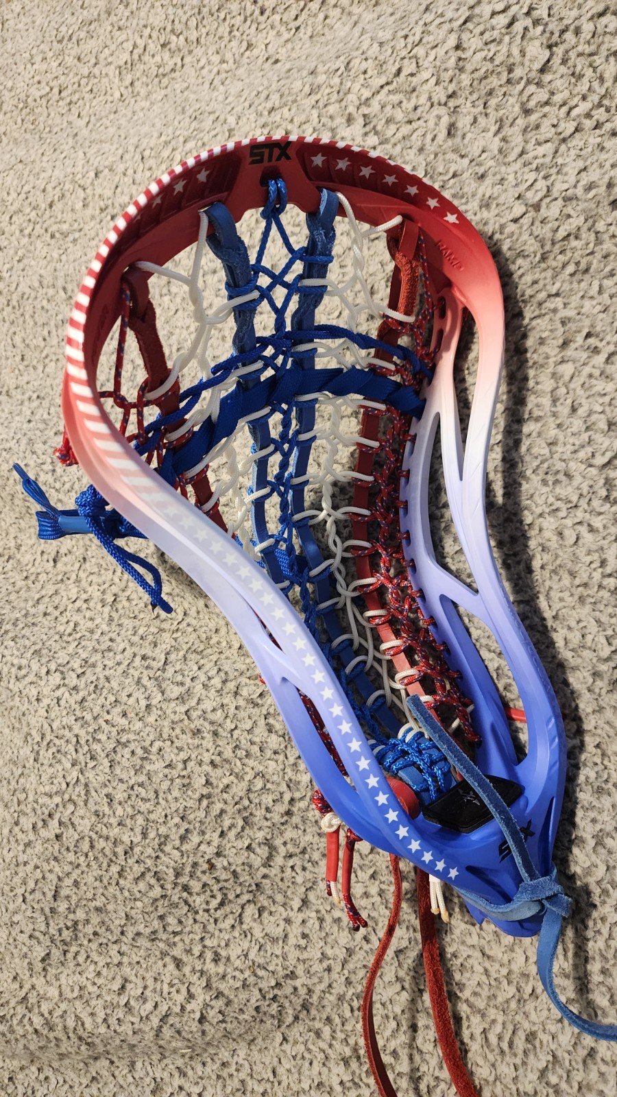 Custom Dyed Traditional Strung STX Ultra Power - Pita Pocket - Red, White, Blue