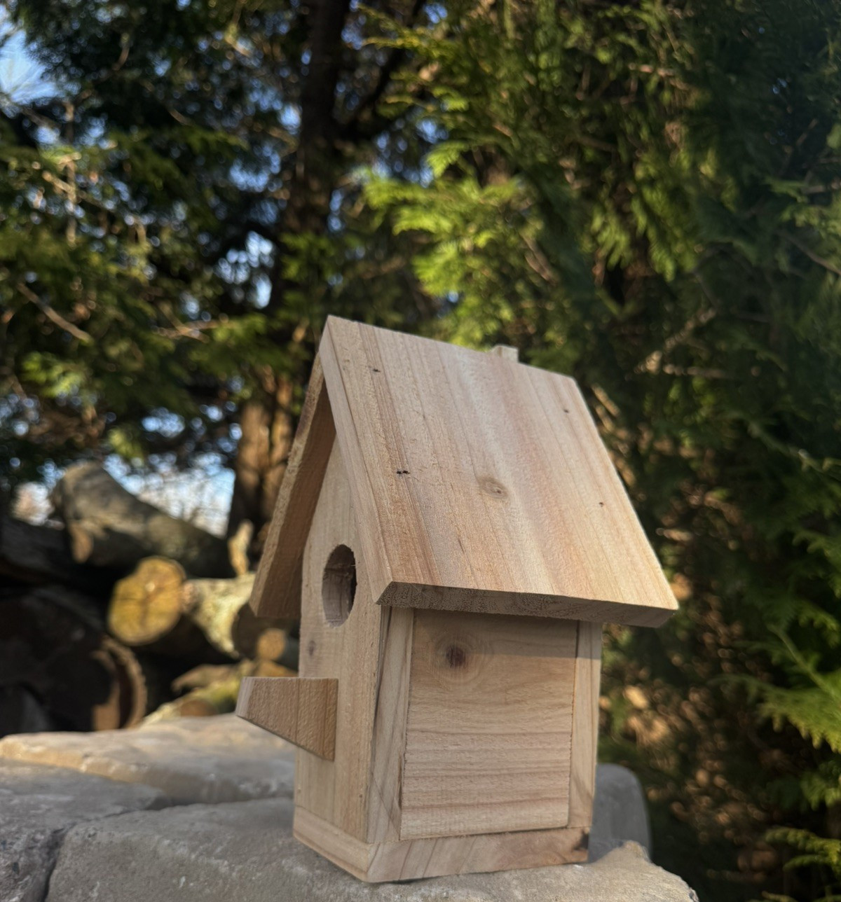 Handmade Cedar Birdhouse w/ Chimney Rustic Outdoor Wren Chickadee Nest Box