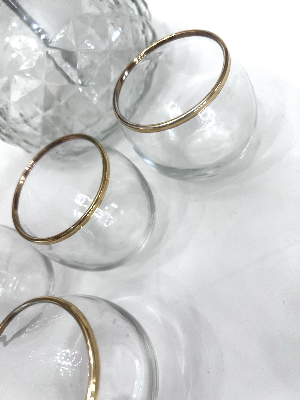 Vintage Park Sherman Liquor Dispenser Set with Brass Pump and 6 Gold Rim Glasses